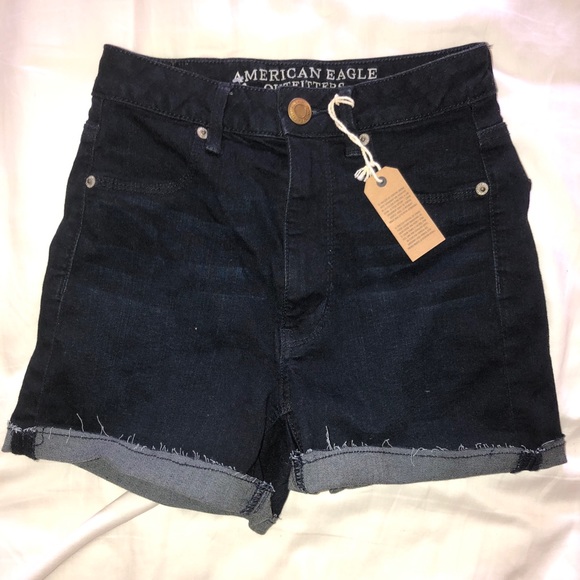 AE American Eagle super High Rise dark wash Shorts - Picture 2 of 3